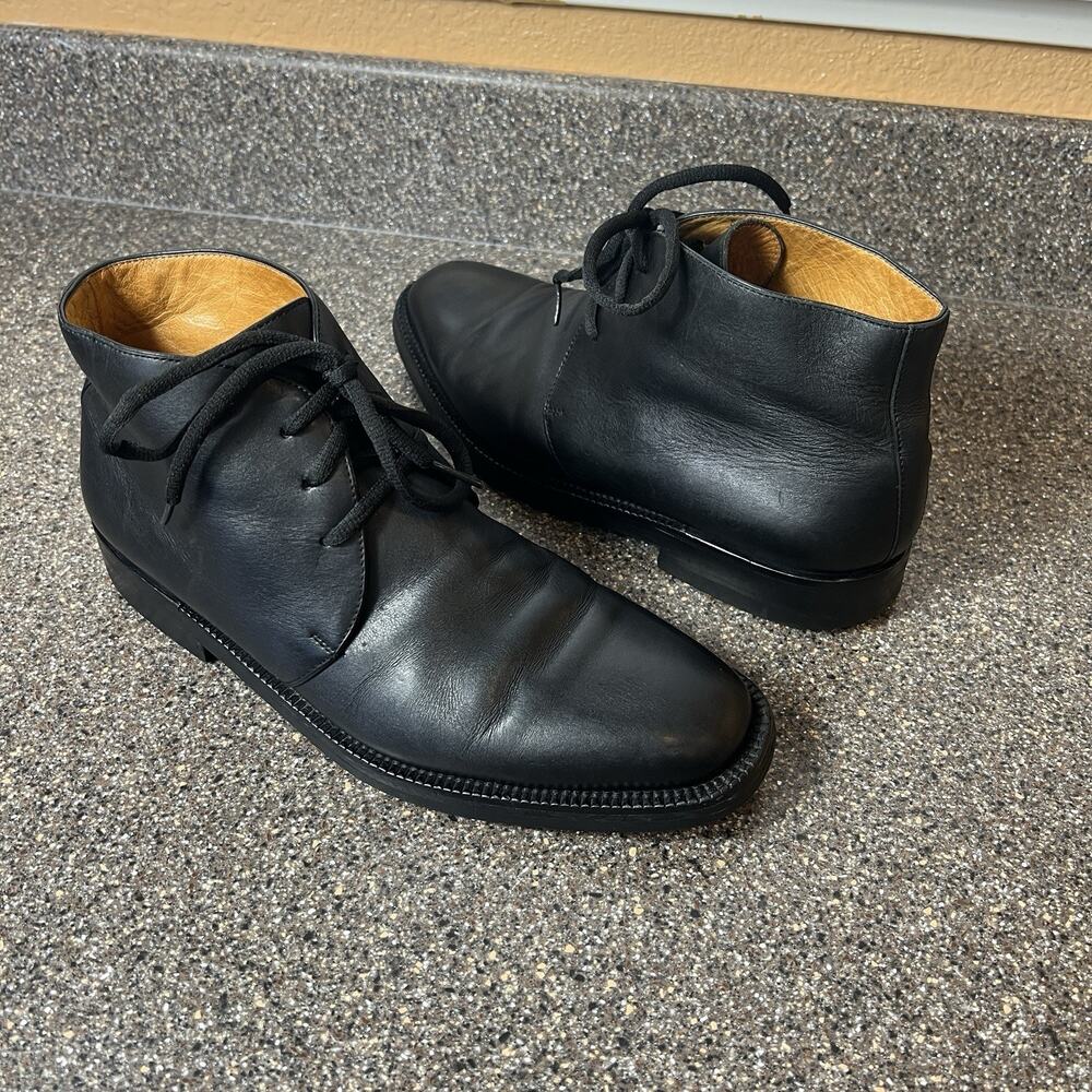 Sutor Mantellassi Men's Size 10 Black Leather Ankle Boots Lace Up Made In Italy